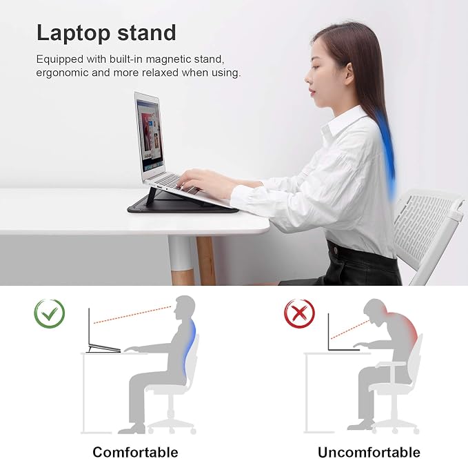 Nillkin Laptop Sleeve 15.6 inch (3-in-1), MacBook Sleeve with Adjustable Stand & Mouse Pad, 2 Stand Modes, 15 inch Laptop Case, Slim MacBook Accessories for Samsung/Surface/Chromebook 13-15.6'', Black