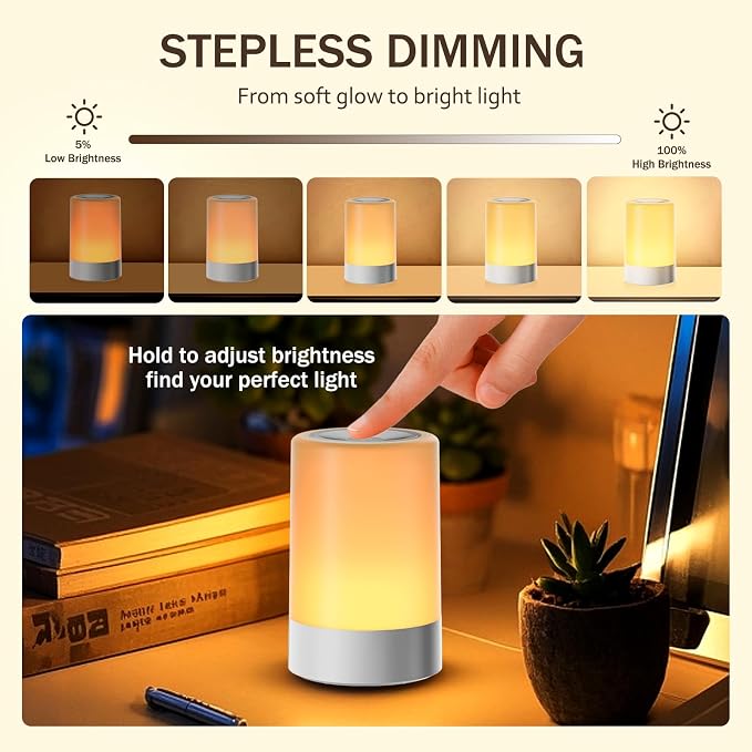 G Keni 2 Pack Baby Night Light for Nursery, Rechargeable Touch Night Light, Portable Bedside Lamp, Dimmable Nursing Light for Breastfeeding, Diaper Changes, Kids Room & Bedroom