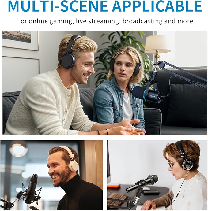 FEELWORLD AMS1 Microphone Boom Arm, Adjustable Mic Arm Stand with 3/8” to 5/8” Screw, Compatible with PM1 and other Mics for Podcast Straming Gaming Studio