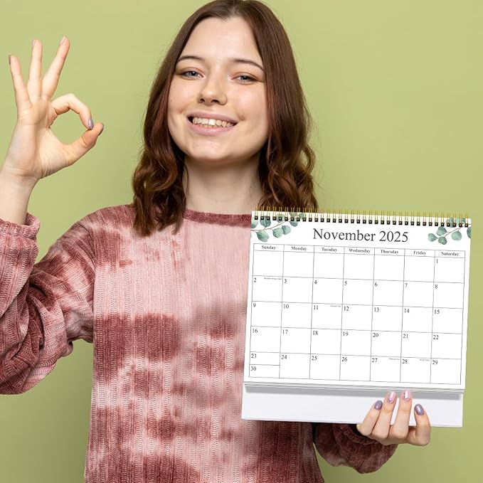 Desk Calendar 2026 - Runs January 2026 until June 2027 - Beautiful Small Flip Desktop Calendar for Easy Organizing, 6" x 8", Leaf