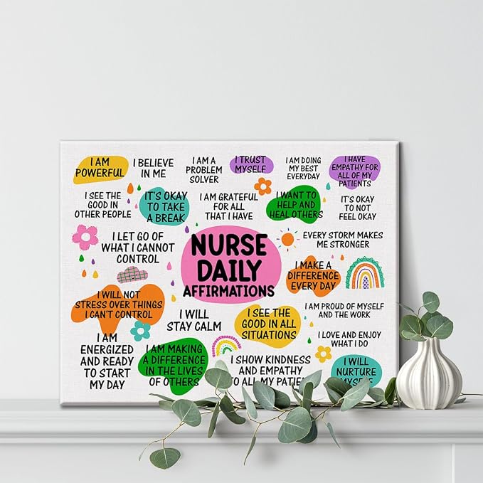 Hijie Inspirational Nurse Office Poster Canvas Wall Art for Home Decor - Motivational Nurse Quote Canvas Print Wall Art Painting Ready to Hang Gifts - Easel & Hanging Hook 12x15 Inch