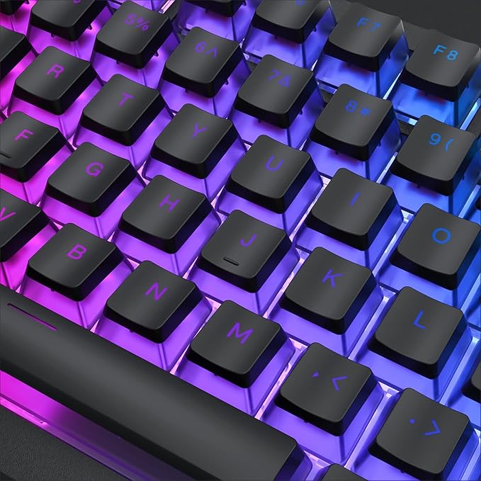 Womier Pudding Keycaps for Mechanical Keyboard 60 65 75 100 Percent - PBT Shine Through Keycaps,165 Keys Key Cap Set, OEM Profile Custom for Cherry MX Switches Mechanical Keyboard, Black/Orange