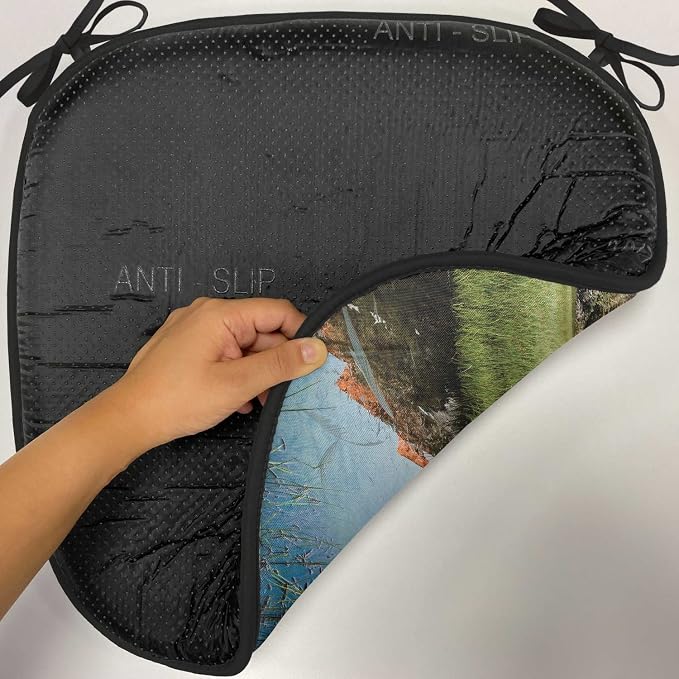 Lunarable Rustic Chair Cushion Pads Set of 4, Snowy Peaks Mirroring in Lake Surrounded by Meadow Below Stubai Alps Austria Image, Anti-Slip Seat Padding for Kitchen & Patio, 16"x16", Multicolor