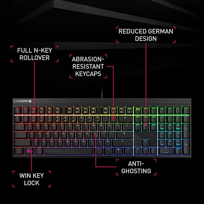 MX 2.0S, Wired Mechanical Gaming Keyboard with RGB-Lighting, Designed in Germany, Full Key Rollover, Anti Ghosting, MX2A Brown Switches, White