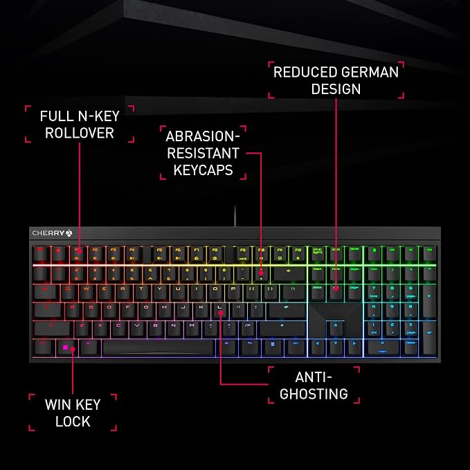 MX 2.0S, Wired Mechanical Gaming Keyboard with RGB-Lighting, Designed in Germany, Full Key Rollover, Anti Ghosting, MX2A RED Switches, Black