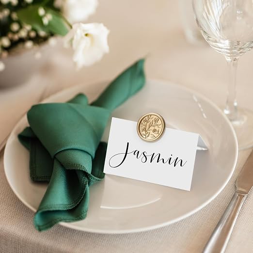 UNIQOOO Wax Seal Stickers - 3D Floral Wedding Invitation Envelope Seal Sticker, 50 Pcs Self- Adhesive Prosecco Metallic Light Gold Flower Stickers, Perfect for Invitation, Christmas, Gift Wrapping