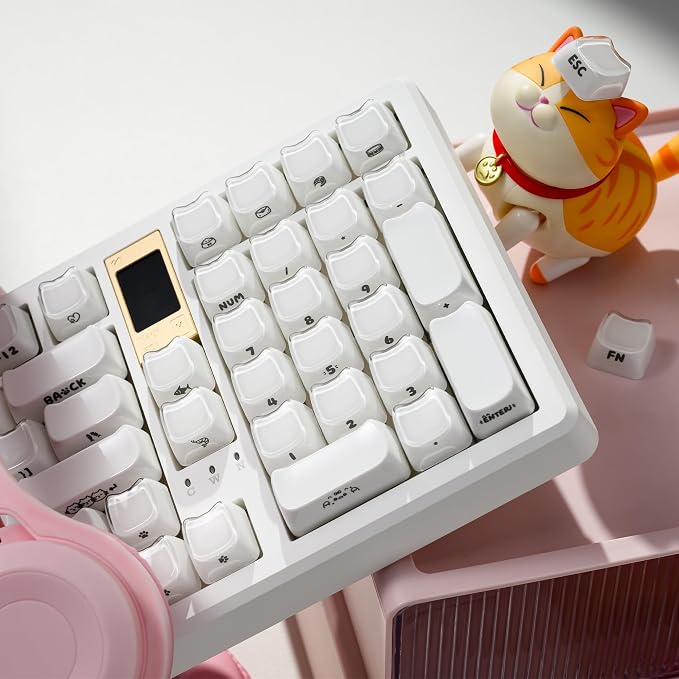XVX Jelly Keycaps, MAO Profile Creamy White Double Shot Side-Printed Translucent 119 Keys Keycap Set, PC+ABS Keycaps for MX Switches, Fit 61/68/84/87/104/108 ANSI Mechanical Keyboards-Creamy White