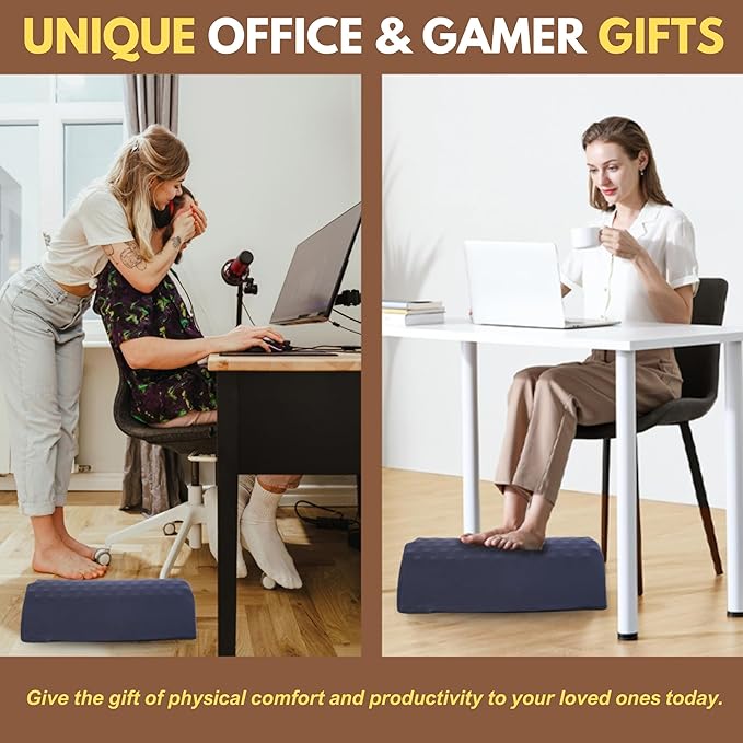 Ergonomic Foot Rest for Under Desk at Work - Under Desk Footrest for Short Foot Stool - Portable Footrest for Couch & Office Leg Rest Pillow - Elevation Feet Support for Women & Men Office Accessories