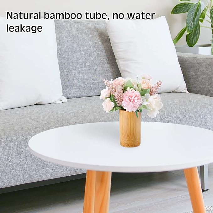 Zhehao 6 Pcs Bamboo Pen Holder Solid Wood Desk Pen Pencil Holder Stand Wooden Pencil Organizer for Desk Multi Purpose Use Cylindrical Cup Organizer for Home School Office Supplies