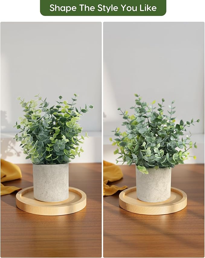 Velener Small Fake Plants Eucalyptus, Artificial Plants Indoor for Shelf, Potted Eucalyptus Plants for Home/Bathroom/Pottery Barn/Desk/Farmhouse/Coffee Table Decor (Sage Green)-1 Pack