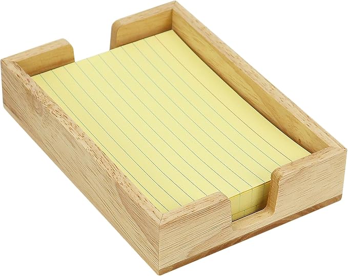 MultiBey Rubber Wood Sticky Note Holder - 4x6 Inch Note Pad Dispenser | Self-Stick Note Pad Holder Dispenser Case, Wooden Memo Pads Organizer for Office Desk Accessories & School Supplies