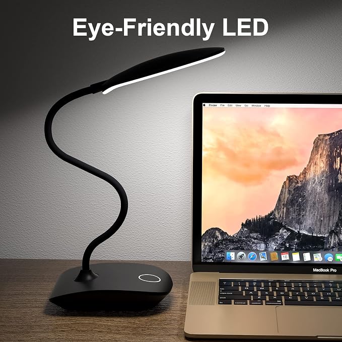 DEEPLITE LED Desk Lamp Battery Operated Lights Cordless Rechargeable Lamp, Flexible Gooseneck Portable Light for Bed Craft Nail Home Office, Eye-Caring Dimmable Small Desk Lamp Wireless Reading Lamp