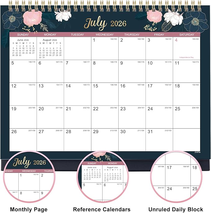 2026-2027 Desk Calendar - Flip Desktop Calendar 2026-2027, JUL. 2026 - DEC. 2027, 10" x 8.3", Stand up Desk Calendar 26-27, Twin-Wire Binding
