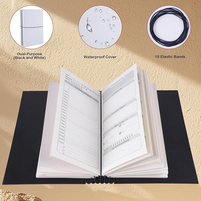 Travelers Notebook Insert Folder with 10 Elastic Bands,File Folder Can Holds 10 Regular TN Journal Notebooks for Storage Organizer