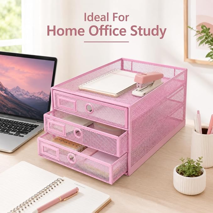 EXERZ Paper Sorter 3 Drawer Wire Mesh A4 / Desk Multifunctional Desk Organiser/Multi-Layer Letter Tray - for Documents, Magazines, Notebooks and Letter