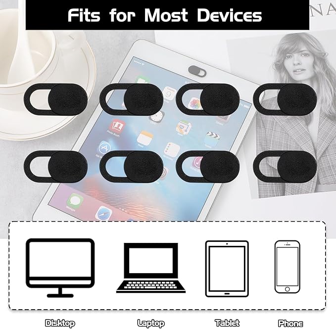 50 PCS Webcam Cover Slide, 0.023 Inch Ultra-Thin Universal Web Camera Cover for Laptop, Computer, Phone–Secure Privacy with Smooth-Sliding Camera Cover(Black)