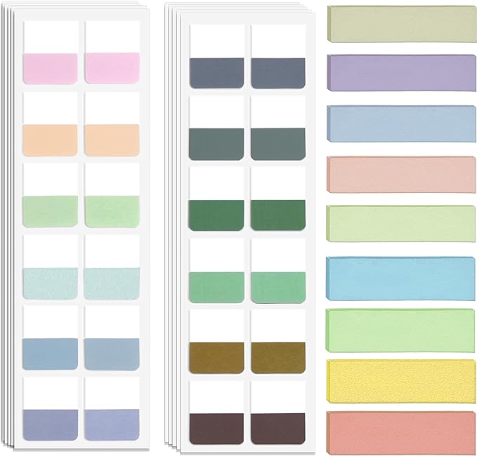 Potanro 1140PCS Sticky Index Tabs, Colourful Tabs for Notebooks, Page Markers Sticky Tabs, Book Tabs, Tabs for School Office, Classroom, Home Meetings