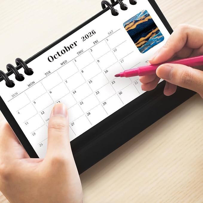 Small Desk Calendar 2026-2027, Bible Mini Desk Calendar (From January 2026 to June 2027) Flip Desktop Standing Calendar, Monthly Planner Cute Calendar, School Home Office Supplies, 6.3" x 3.1"