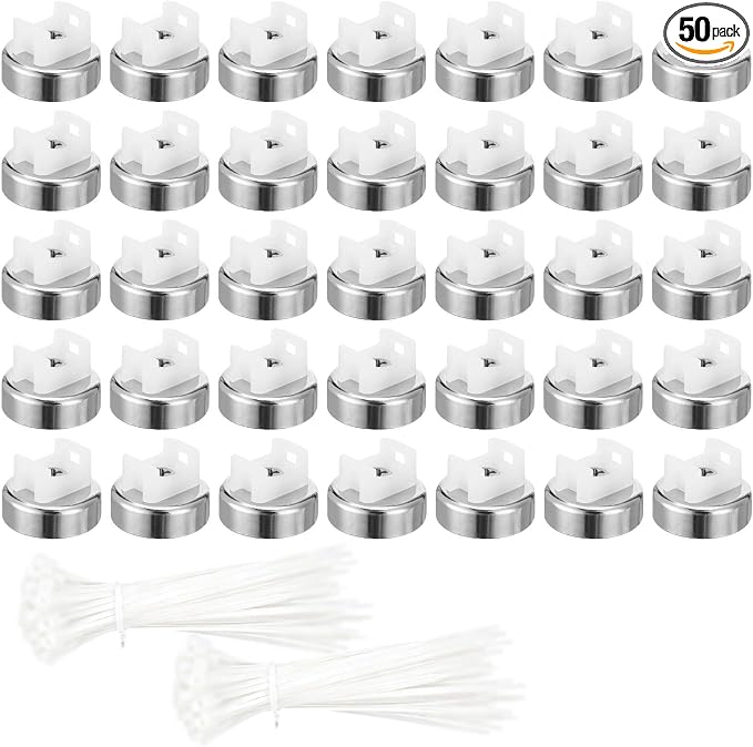 Magnetic Cable Zip Tie Mounts Kit, 50 Pcs Holders with 200 Pcs Cable Ties, Heavy-Duty Magnetic Wire Management for Desk, Office, Home, Automotive, Marine, Multipurpose Cable Clips Organizers, Silver
