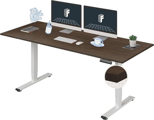 FLEXISPOT E6 Bamboo 3-Stage Dual Motor Electric Standing Desk 72 x 30 Sit Stand Up Desk, Holds 220 lbs, Adjustable Height w/Memory Presets, Solid Walnut Bamboo Desktop & White Frame, Ships in 2 Boxes