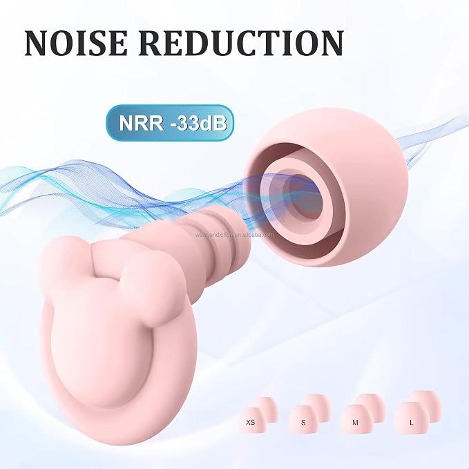 Ear Plugs for Sleeping Noise Reduction, 33dB Noise Cancelling, Hearing Protection Ear Plugs for Sleep, snoring, Study, Super Soft with 8 Ear Tips in XS/S/M/L (PURPULE, One Size)