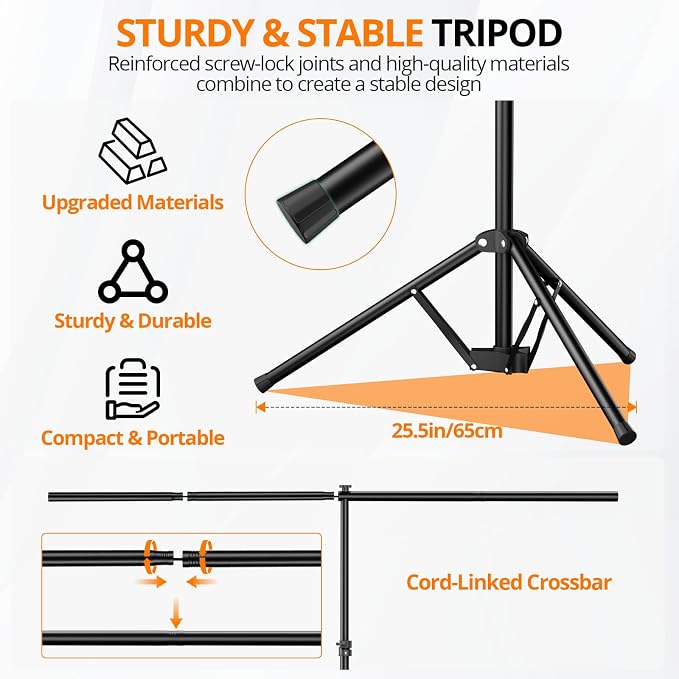 Green Screen Backdrop Kit, 5×7ft Portable Greenscreen Background with Adjustable T-Shaped Stand, 5 Clamps, Carrying Bag for Parties, Streaming, Photography, Zoom, Gaming, Video Studio