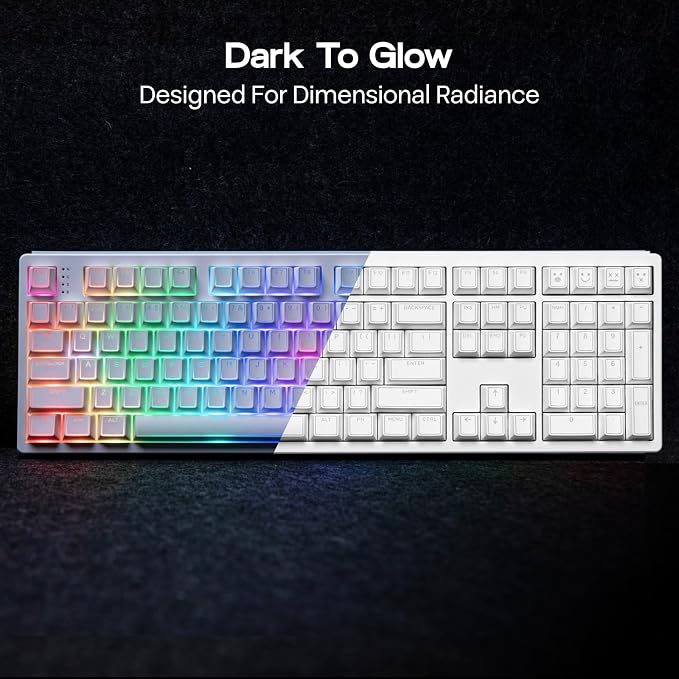EPOMAKER Glintrix PBT Shine Through Keycaps, Arris & Keys Backlit, Double Shot, Cherry Profile, 60/75/96/Full Size, Custom Keyboard Keycaps Set for Mechanical Gaming Keyboard (White)