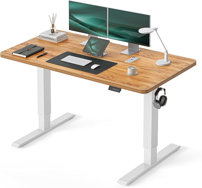 CubiCubi Standing Desk, 48 x 24 Inches Electric Height Adjustable Computer Desk, Sit Stand up Home Office Desk with Memory Presets, Natural