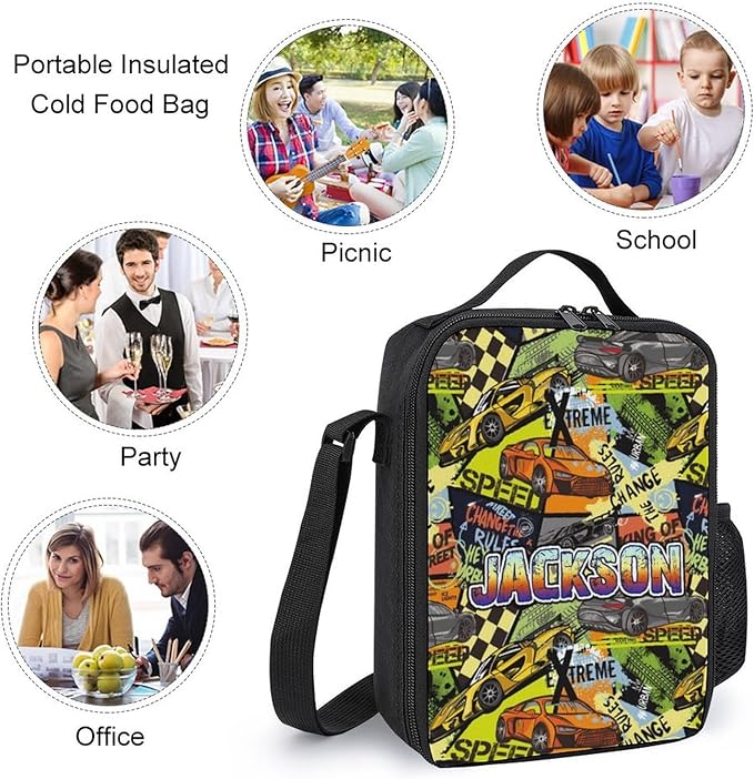 Personalized Cars Toddler Backpack with Name Custom Kids School Backpack for Boys Back to School Supplies Customized Name Schoolbag Bookbag and Water Bottle Cup&Pencil Pouch for Preschool Elementary