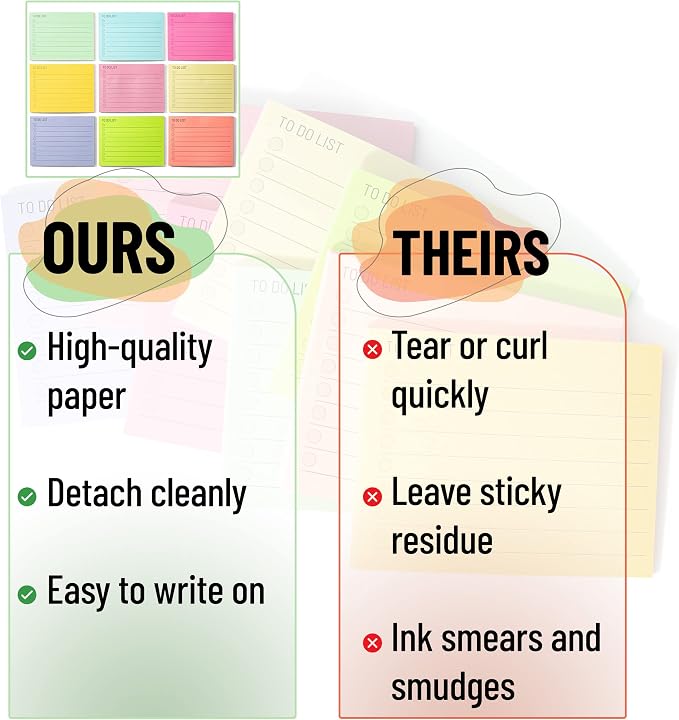 Mr. Pen- to Do List Sticky Notes, 3"x4", 9 Pads, 360 Sheets | Lined Checklist Sticky Pads with Smooth Writing, Easy Peel-Off, Thick Paper for Planning, Office, School & Daily Tasks