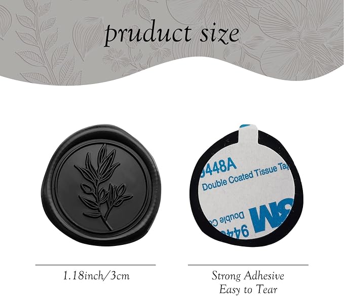 50Pcs Black Self-Adhesive Wax Seal Stickers - Wax Seal Perfect for Wedding Invitation or Envelope Good Adhesion and Easy to Use, Wedding Invitation Accessories