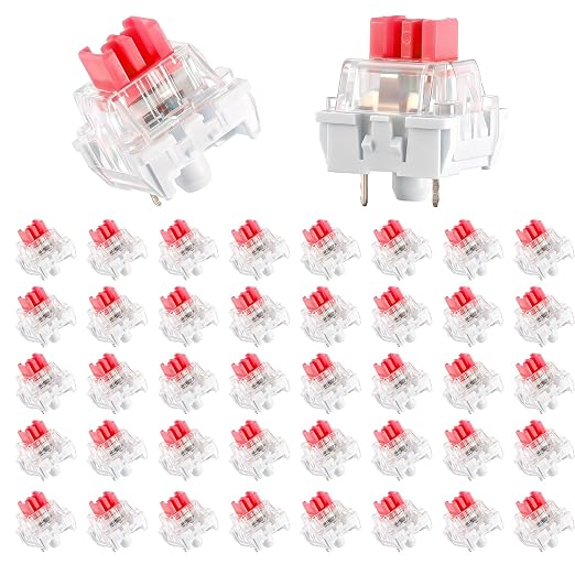 Mechanical Keyboard Switches, 50 Pcs 3 PIN Red Keyboard Clickers for 3D Prints Dustproof Clicky Switches Replacement for Most Gaming Keyboards