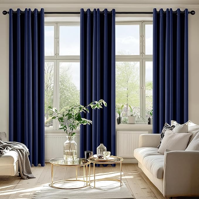 MIULEE Blackout Curtains for Bedroom Living Room 2 Panels, Thermal Insulated Room Darkening Drapes Grommet Noise Reducing Light Blocking Window Treatments 84 Inches Long 40x84 Inch Navy Blue