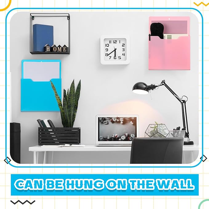 Gilprop 8 Pack Magnetic File Holder, 10"x13"x1.2" Magnetic Wall File Folders for Whiteboard, Hanging Classroom Organizer Storage, Refrigerator Magazine Holder for Mail Letters Paper Desk Office