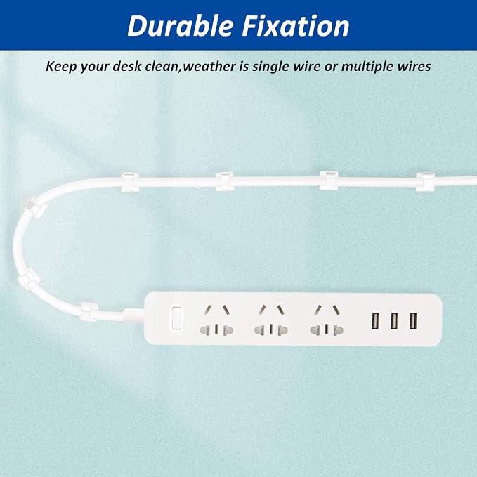 150 PCS Adhesive Cable Wire Clips Black, Outdoor Cable Management Wire Organizer Cord Holder for Under Desk, Car, Wall, TV PC Ethernet Cable (White)