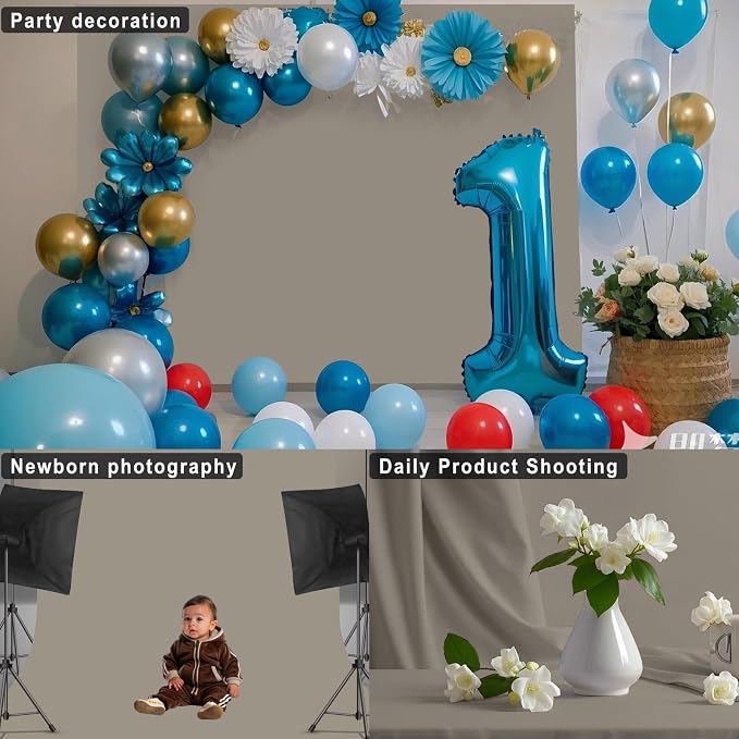 Grey Backdrop for Photoshoot, Professional Photo Backdrop Background Curtain for Product Photography, Portraits, Wedding, Party, Live Streaming Video Recording 7X10 FT