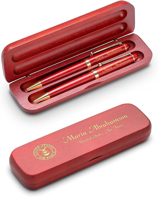 Executive Gift Shoppe | Air Force Personalized Cherry Finish Double Pen and Box Set