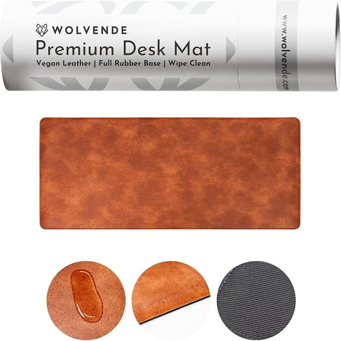 Premium Distressed Faux Vegan Leather Desk Mat | Multifunctional Desk Pad for Home Office | (Brown/Tan, 12" x 27.5") | Hard-wearing distressed vegan leather, desk & mouse pad for writing, gaming, home office and everyday desk protection