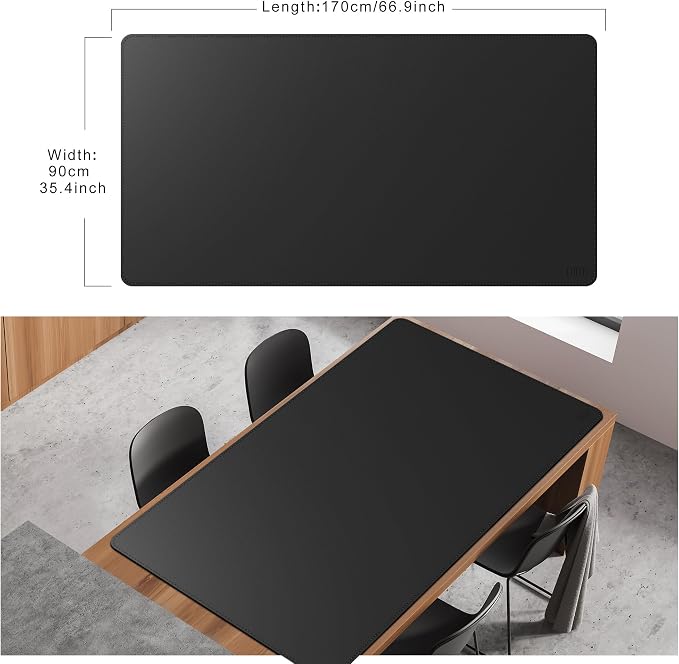 Cacoy 66.9" x 35.4" Leather Desk Mat, Large Computer Mouse Pad, PU Leather Desk Blotters Pad Protector, Extended Desk Mats on Top of Desks, Waterproof Desk Writing Pad for Office and Home (Black)