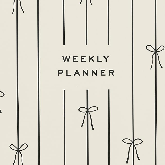 Minted Black Lines of Bows 2026 Weekly & Monthly Undated Planner, 5.5" x 8.5" Minimalist Spiral Bound Planner Notebook, 132 Pages, Modern Undated Calendar Organizer