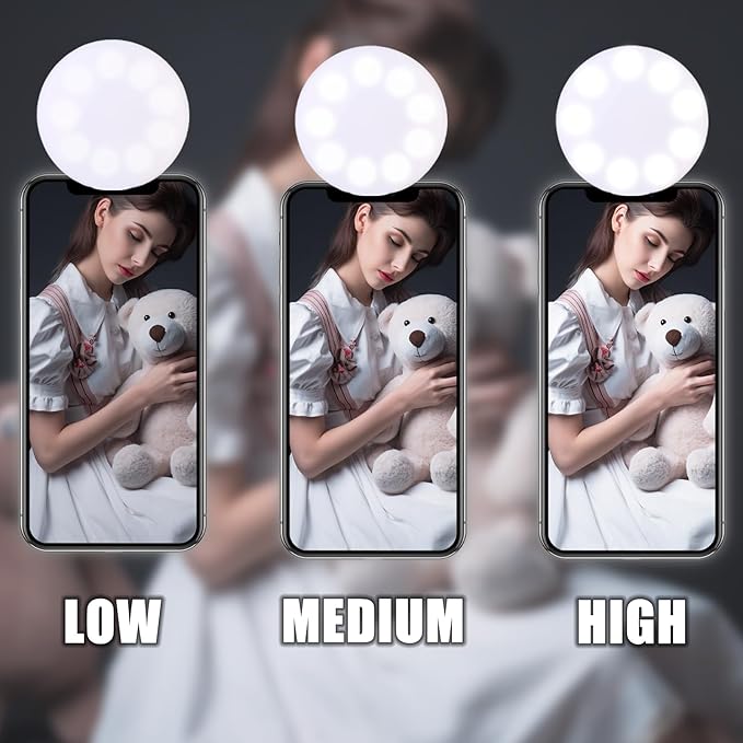 Ring Light of Pocket-Size: Rechargeable Small Ring Light for Phone, Laptop & Makeup - Perfect for Small & Adults, Portable Selfie Light (White)