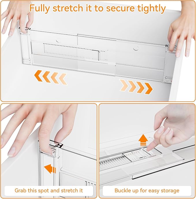 12 Pack Clear Acrylic Drawer Divider 6 Inch High,Expandable from 14-20'',Adjustable Dresser Drawer Dividers for Baby Clothing,Underwear and Sock,Separators,Deep Drawer Separators for Kitchen