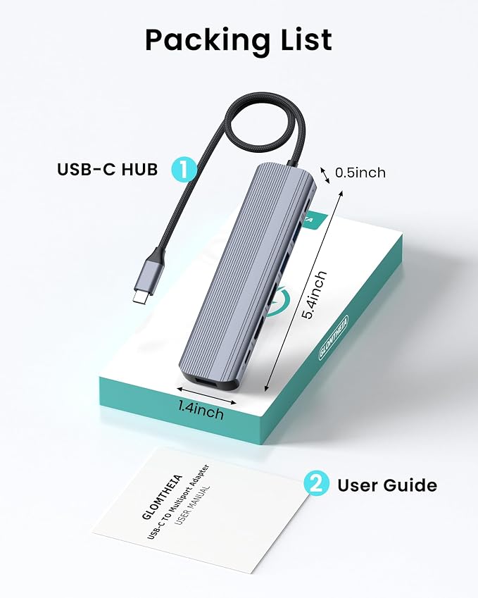 USB C Hub Docking Station Dual Monitor for Laptop, MacBook Air/Pro Dock Adapter Multiport Dongle with 2 HDMI Ports 4K 60Hz, 100W PD Charging, 3 USBA 3.0 & USBC