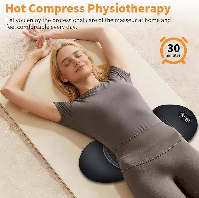 3-in-1 Electric Lumbar Support Pillow, Triple Fusion Back Massager with Heat & Massage & Traction, Back Massager for Pain Relief Deep Tissue, Designed for Daily Back Relaxation and Spine Support