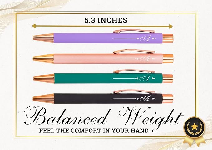 InnoBeta Monogrammed Gifts Ballpoint Pen Set of 4, Initial Letter Gifts for Housewarming, Birthday, Thanksgiving, Christmas - B