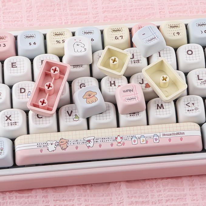 Sunzit MOA Profile Keycaps-Line Dog,PBT Keycap Set, Dye-Sublimation Custom Key caps Keyboard Keycaps 60 65 75 100 Percent for MX Switches Mechanical Keyboard