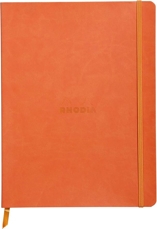 Rhodia Rhodiarama SoftCover Notebook - 80 Dots Sheets - 9 3/4 x 7 1/2 - Tangerine Cover, 117564C