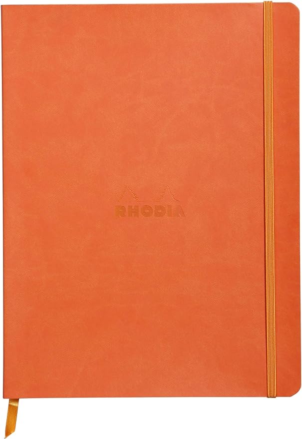 Rhodia Rhodiarama SoftCover Notebook - 80 Lined Sheets - 9 3/4 x 7 1/2 - Tangerine Cover, 117514C
