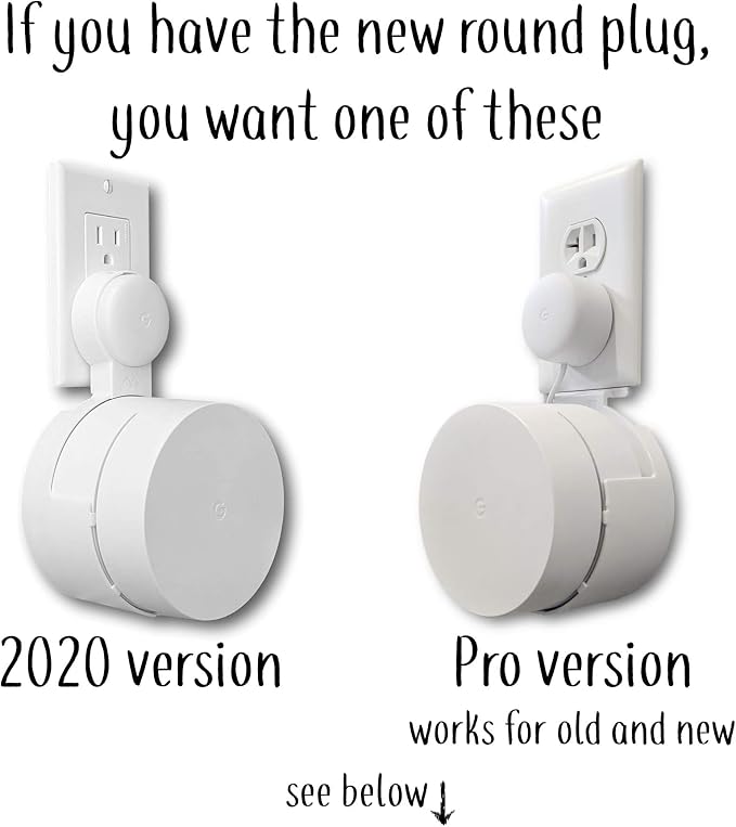 Google WiFi [Old Rectangular Plug – NOT Current Round Plug] Outlet Holder Mount Stand: No Messy Screws! (1-Pack)
