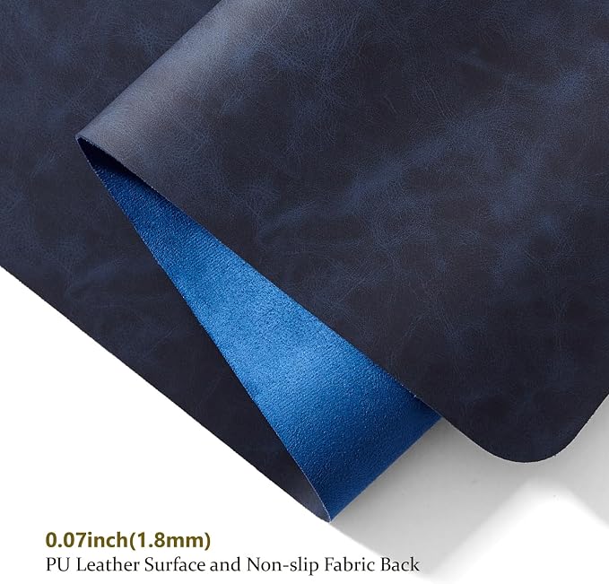 Distressed Leather Desk Mat - Non-Slip PU Desk Pad for Office and Home - Desk Organization and Accessories - Ideal for Large Mouse Pad and Desk Mats on Top of Desks(Navy Blue,47.2"x 17")